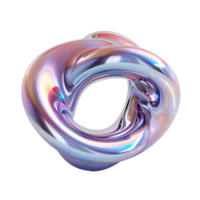 3D render of abstract holographic object with iridescent colors resembling liquid metal in motion on transparent background. Fluid, dynamic form with shiny reflections, appears made from metallic scales. Highlighting vibrant coloration and smooth curves. png