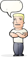 cartoon tough guy with folded arms with speech bubble png