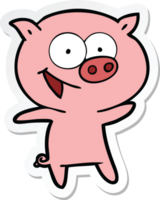 sticker of a cheerful pig cartoon png