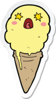 sticker of a cartoon shocked ice cream png