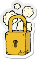 sticker of a cartoon rusty lock png