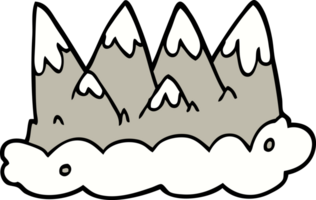 hand drawn doodle style cartoon mountains png