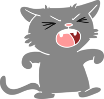 mão desenhado desenho animado rabisco do uma gritando gato png