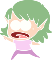 flat color style cartoon shocked elf girl png