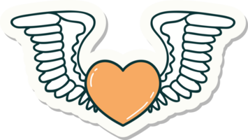 etichetta di tatuaggio nel tradizionale stile di un' cuore con Ali png