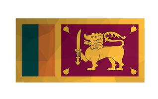 illustration. Official ensign of Sri Lanka. National flag with golden lion on colorful background. Creative design in polygonal style with triangular shapes vector