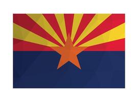 illustration. Official ensign of Arizona, USA state. National flag with orange star on colorful background. Creative design in polygonal style with triangular shapes vector