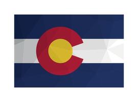 illustration. Official ensign of Colorado, USA state. National flag with blue, white stripes. Creative design in polygonal style with triangular shapes vector