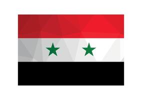 illustration. Official symbol of Syria. National flag iwith red, white, black stripes and green stars. Creative design in low poly style with triangular shapes vector