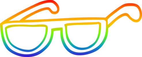 rainbow gradient line drawing of a cartoon sunglasses png