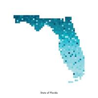 isolated geometric illustration with icy blue area of USA, State of Florida map. Pixel art style for NFT template. Simple colorful logo with gradient texture vector