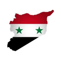 isolated illustration with national flag with shape of Syria map simplified. Volume shadow on the map. White background vector