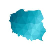ilustración con simplificado azul silueta de Polonia mapa. poligonal triangular estilo. blanco antecedentes. vector