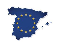 ilustración con aislado mapa de miembro de europeo Unión - España. concepto decorado por el UE bandera con amarillo estrellas vector