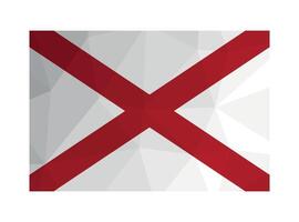illustration. Official ensign of Alabama, USA state. National flag with red diagonal stripes on white background. Creative design in polygonal style vector