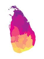 aislado ilustración de simplificado administrativo mapa de sri lanka. fronteras de el regiones. multi de colores siluetas vector