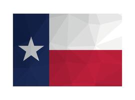 illustration. Official ensign of Texas, USA state. National flag with star and blue, white, red stripes. Creative design in polygonal style with triangular shapes vector