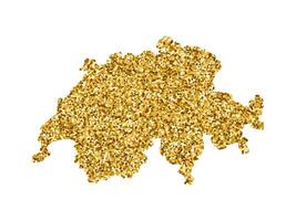 aislado ilustración con simplificado Suiza mapa. decorado por brillante oro Brillantina textura. Navidad y nuevo año Días festivos decoración para saludo tarjeta. vector