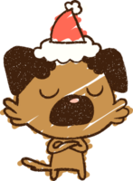 dibujo de tiza de perro de navidad png