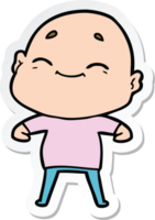 sticker of a happy cartoon bald man png