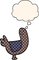 cartoon pigeon with thought bubble in comic book style png