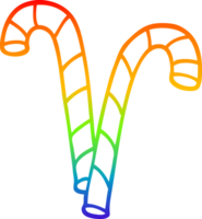 rainbow gradient line drawing of a cartoon pink candy cane png