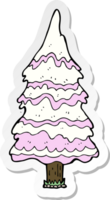 sticker of a cartoon pink snowy tree png