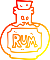 warm gradient line drawing of a cartoon old bottle of rum png