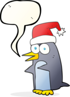 mano dibujado habla burbuja dibujos animados Navidad pingüino png