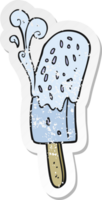 retro distressed sticker of a cartoon ice lolly png