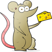 hand drawn cartoon mouse with cheese png