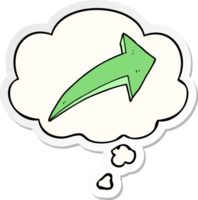 cartoon arrow with thought bubble as a printed sticker png