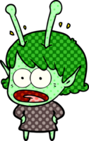 cartoon shocked alien girl png