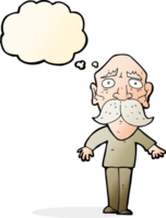 cartoon sad old man with thought bubble png