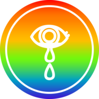 crying eye circular icon with rainbow gradient finish png