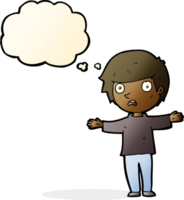 cartoon worried boy with thought bubble png