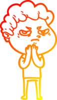 warm gradient line drawing of a cartoon angry man png