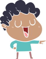 laughing flat color style cartoon man pointing png