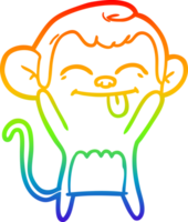 rainbow gradient line drawing of a funny cartoon monkey png