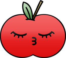 degradado sombreado dibujos animados de un rojo manzana png