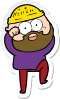 sticker of a cartoon surprised bearded man png