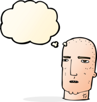 cartoon bald tough guy with thought bubble png