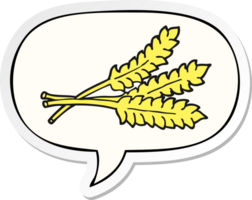 cartoon wheat with speech bubble sticker png