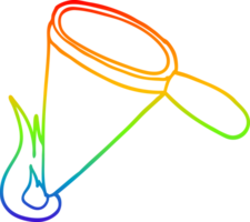 rainbow gradient line drawing of a cartoon magnifying glass png