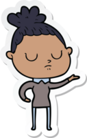 sticker of a cartoon calm woman png