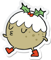 sticker of a cartoon chrstmas pudding walking png