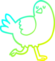 cold gradient line drawing of a cartoon bird running png