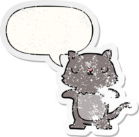 dibujos animados gato con habla burbuja afligido afligido antiguo pegatina png