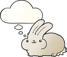 cartoon rabbit with thought bubble in smooth gradient style png