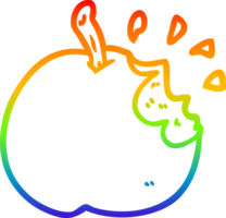 rainbow gradient line drawing of a fresh bitten apple png